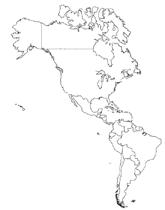 mapa polític mut d'Amèrica